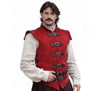 RAWBLADE Diego - Jerkin medieval de piel dividida para hombre, túnica de cuero y chaleco de armadura, disfraz de pirata renacentista, chaleco sin mangas para Ren Faire y cosplay