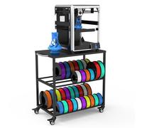 Raweao Estante de Filamento de Impresora 3D, Soporte de Filamento Metálico para Bobinas de Impresora 3D, Estantería de Filamentos Almacenamiento con Ruedas para Taller Oficina Casa (Negro)