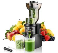 Rawhui 500W Extractor de Zumos y Verduras Juicer Machine,Slow Juicer con Entrada 98 mm,98% de rendimiento de zumo,Fácil Montaje y Limpieza,Sin BPA,Negro