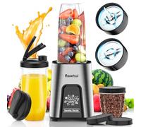 Rawhui Batidora de Vaso Individuales, 800W Portatil Eléctrica Batidoras Smoothies Maker para Moler y Mezclar, Licuadora para Zumos, Batidos, Cocina, Oficina, Gimnasio, 2 Botellas de 600ml, sin BPA