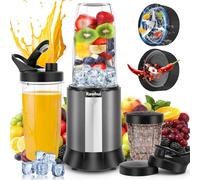 Rawhui Batidora Smoothie Batidora 1300W Licuadora Eléctrica con 2 botellas y 6 cuchillas de acero inoxidable, Batidora de alto rendimiento para cocina, papilla de bebé, batidos