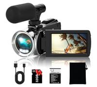 Rawiemy Videocámara FHD 2.7K 36MP Vlogging Cámara para YouTube Video Recorder 3 pulgadas Pantalla de rotación de 270 grados Cámaras de vídeo para grabar con micrófono, tarjeta SD de 32 GB y 2 baterías