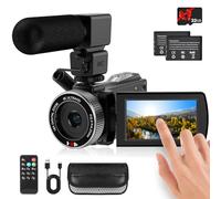 Rawiemy Videocámara Full HD 4K 48MP Vlogging Cámara para YouTube, grabadora de cámara digital, cámara de vídeo para grabar con pantalla táctil de 3 pulgadas, 2 baterías y tarjeta SD de 32 G