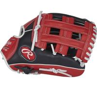 Rawlings Breakout Youth Pro Taper Guante de béisbol | Lanzamiento a mano derecha | 12 pulgadas - Pro H-Web | Azul marino/rojo/blanco