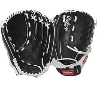 Rawlings Guante de softbol para niña RSO125BW-3/0 12 1/2 BSK/FLCV, Negro/Blanco, 12.5 Pulgadas