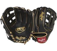 Rawlings R9 Series Baseball Glove | Sizes 11.5"-12.75" | Multiple Styles Guante de béisbol, Niños, H-Web | Negro/Dorado, 11.75" | Utility