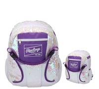Rawlings Remix - Mochila para Equipo | T-Ball y sóftbol Juvenil | Blanco/Morado, Lentejuelas Blancas y moradas, Blanco/Puple