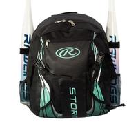 Rawlings Storm - Mochila de bateo para niñas, color negro y menta