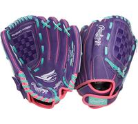 Rawlings | Sure Catch Youth Series Softball Glove | 11.5" | Right Hand Throw | Purple/Pink/Mint