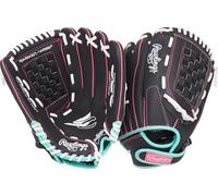 Rawlings | Sure Catch Youth Series Softball Glove | 12.5" | Right Hand Throw | Black/Mint/Pink