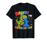 Rawr I'm 1 Cool T-Rex Dinosaur Jungle 1st Birthday Boy Camiseta