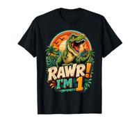Rawr I'm 1 Cool T-Rex Dinosaur Jungle 1st Birthday Boy Camiseta