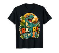 Rawr I'm 1 Cool T-Rex Dinosaur Jungle 1st Birthday Boy Camiseta