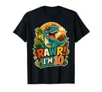 Rawr I'm 10 Cool T-Rex Dinosaur Jungle 10th Birthday Boy Camiseta