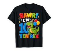 Rawr I'm 10 Ten Rex Dinosaur 10th Birthday Boy Party Camiseta