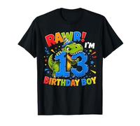 Rawr I'm 13 Cool T-Rex Dinosaur Jungle 13th Birthday Boy Camiseta