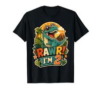 Rawr I'm 2 Cool T-Rex Dinosaur Jungle 2nd Birthday Boy Camiseta