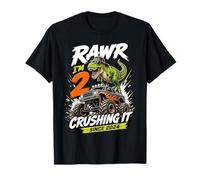 Rawr Im 2 Crushing It Since 2024 Dinosaur Monster Truck Camiseta