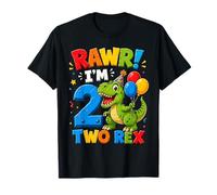 Rawr I'm 2 Two Rex Dinosaur 2nd Birthday Boy Party Camiseta