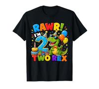 Rawr I'm 2 Two Rex Dinosaur 2nd Birthday Boy Party Camiseta