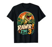 Rawr I'm 3 Cool T-Rex Dinosaur Jungle 3rd Birthday Boy Camiseta