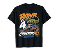 Rawr Im 4 Crushing It Since 2022 Dinosaur Monster Truck Camiseta