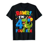 Rawr I'm 4 Four Rex Dinosaur 4th Birthday Boy Party Camiseta