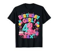 Rawr I'm 4 Four Rex Pink Dinosaur 4th Birthday Girl Party Camiseta