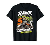 Rawr Im 5 Crushing It Since 2021 Dinosaur Monster Truck Camiseta
