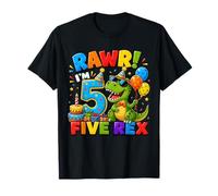 Rawr I'm 5 Five Rex Dinosaur 5th Birthday Boy Party Camiseta