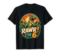 Rawr I'm 6 Cool T-Rex Dinosaur Jungle 6th Birthday Boy Camiseta