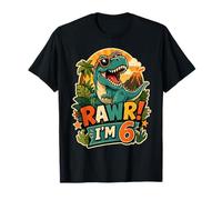 Rawr I'm 6 Cool T-Rex Dinosaur Jungle 6th Birthday Boy Camiseta