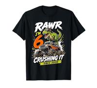Rawr Im 6 Crushing It Since 2020 Dinosaur Monster Truck Camiseta