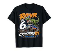 Rawr Im 6 Crushing It Since 2020 Dinosaur Monster Truck Camiseta