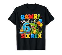 Rawr I'm 6 Six Rex Dinosaur 6th Birthday Boy Party Camiseta