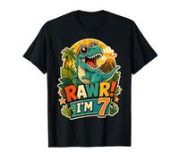Rawr I'm 7 Cool T-Rex Dinosaur Jungle 7th Birthday Boy Camiseta