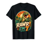 Rawr I'm 7 Cool T-Rex Dinosaur Jungle 7th Birthday Boy Camiseta