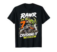 Rawr Im 7 Crushing It Since 2019 Dinosaur Monster Truck Camiseta