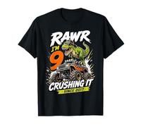 Rawr Im 9 Crushing It Since 2017 Dinosaur Monster Truck Camiseta