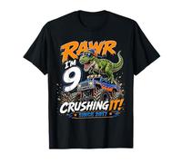 Rawr Im 9 Crushing It Since 2017 Dinosaur Monster Truck Camiseta