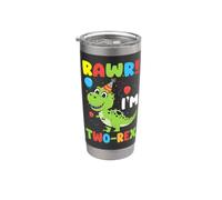 Rawr I'm Two-Rex Dinosaur Kids 2nd Birthday 2 Years Old Vaso térmico de acero inoxidable de doble pared