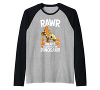 Rawr Significa Que te Amo en diseño de Dinosaurio Ankylosaurus Camiseta Manga Raglan