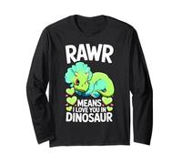 Rawr Significa Que te Amo en diseño de Dinosaurio Triceratops Manga Larga