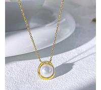 Rawrr Lujo ligero, sencillo, colgante semiempaquetado, collar de perlas, diseño minoritario femenino, alta calidad, estilo elegante, collar de moda de verano (oro)