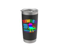 Rawrrr Dinosaur American Flag Rainbow Gay LGBT Pride Month Vaso térmico de acero inoxidable de doble pared