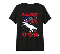 Rawrrr ! In The USA T Rex Dinosaur 4th of July America Flag Camiseta Premium