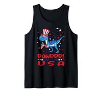 Rawrrr ! In The USA T Rex Dinosaur 4th of July America Flag Camiseta sin Mangas