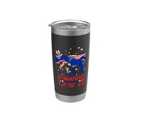 Rawrrr ! In The USA Trex Dinosaur 4th Of July American Flag Vaso térmico de acero inoxidable de doble pared