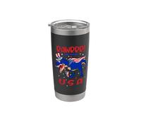 Rawrrr In The USA Trex Dinosaur 4th Of July American Flag Vaso térmico de acero inoxidable de doble pared