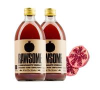Rawsome Vinegars - Vinagre de Granada con la Madre 100% Natural. Vinagre Ecológico Puro Sin Filtrar, Vegano y Vegetariano. Sabor Fresco. Botella de Vidrio 500 ml. Pack de 2.